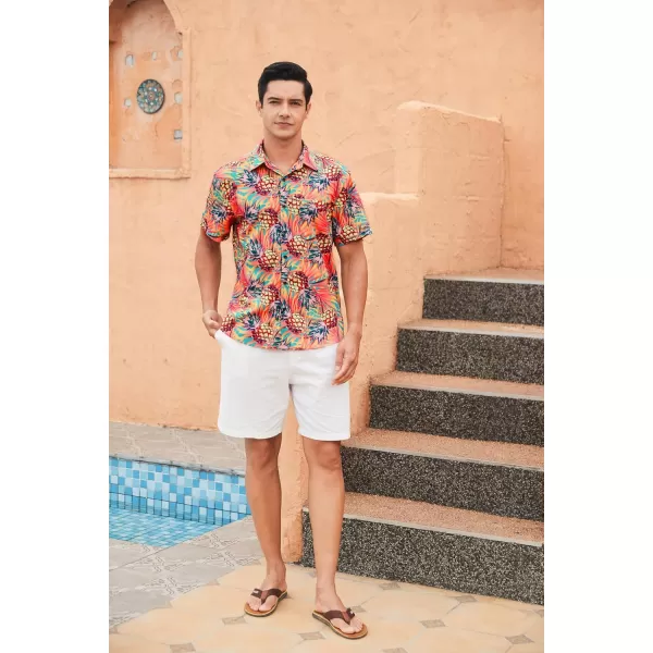 Men's Hawaiian Shirts Short Sleeve Floral Tropical Aloha Shirt Casual Summer Button Down Holiday Beach Shirt with Pocket