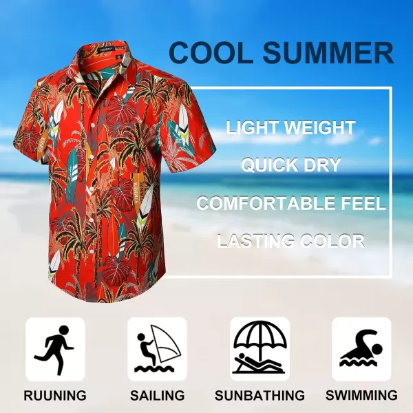 Men's Hawaiian Shirts Short Sleeve Floral Tropical Aloha Shirt Casual Summer Button Down Holiday Beach Shirt with Pocket