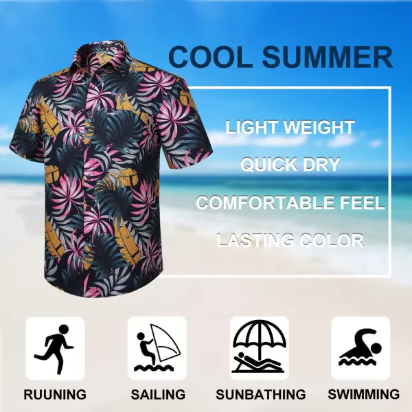 Men's Hawaiian Shirts Short Sleeve Floral Tropical Aloha Shirt Casual Summer Button Down Holiday Beach Shirt with Pocket