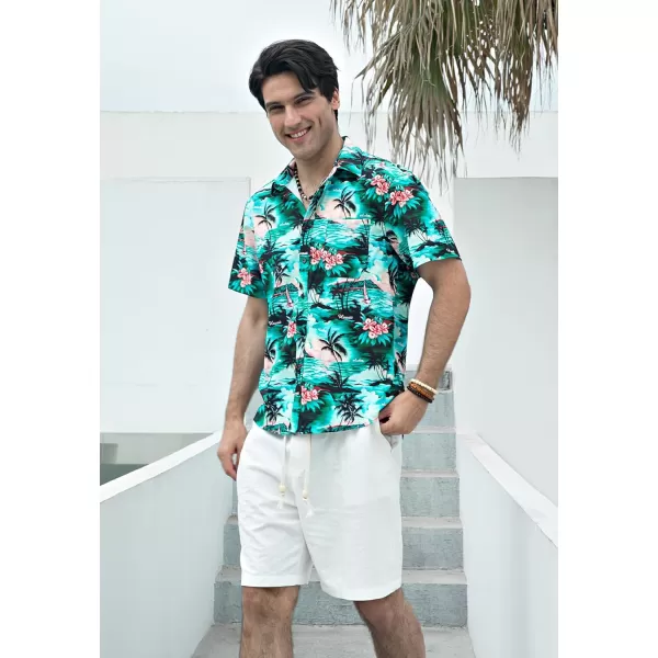 Men's Hawaiian Shirts Short Sleeve Floral Tropical Aloha Shirt Casual Summer Button Down Holiday Beach Shirt with Pocket