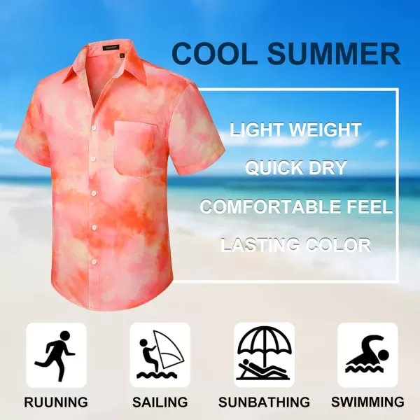Men's Hawaiian Shirts Short Sleeve Floral Tropical Aloha Shirt Casual Summer Button Down Holiday Beach Shirt with Pocket