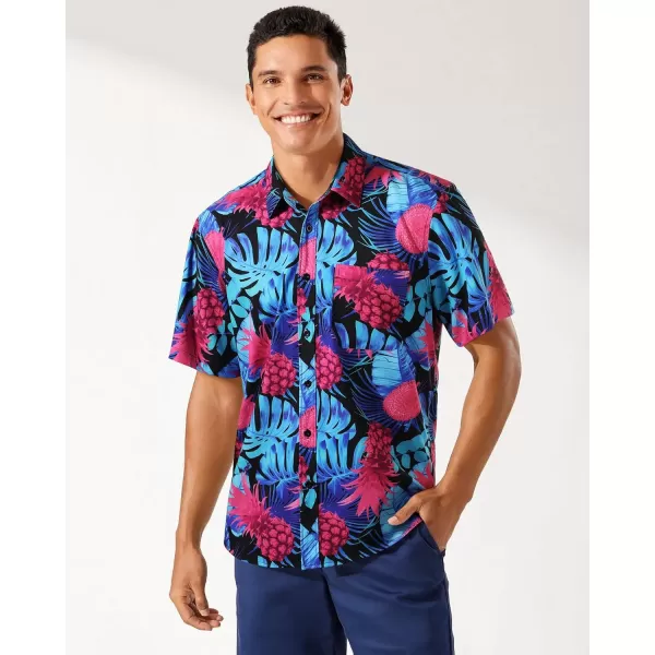 Men's Hawaiian Shirts Short Sleeve Floral Tropical Aloha Shirt Casual Summer Button Down Holiday Beach Shirt with Pocket