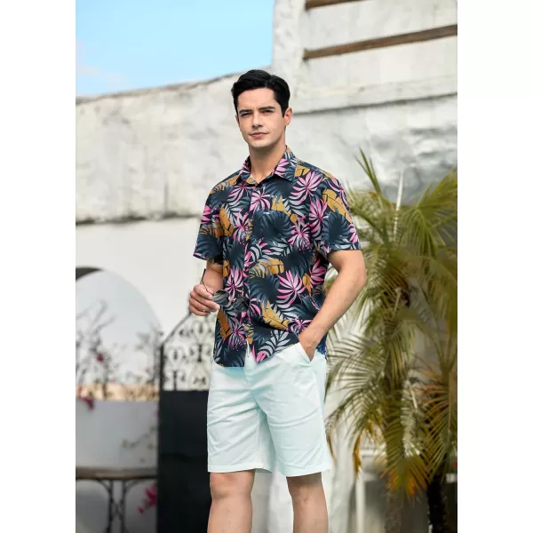 Men's Hawaiian Shirts Short Sleeve Floral Tropical Aloha Shirt Casual Summer Button Down Holiday Beach Shirt with Pocket