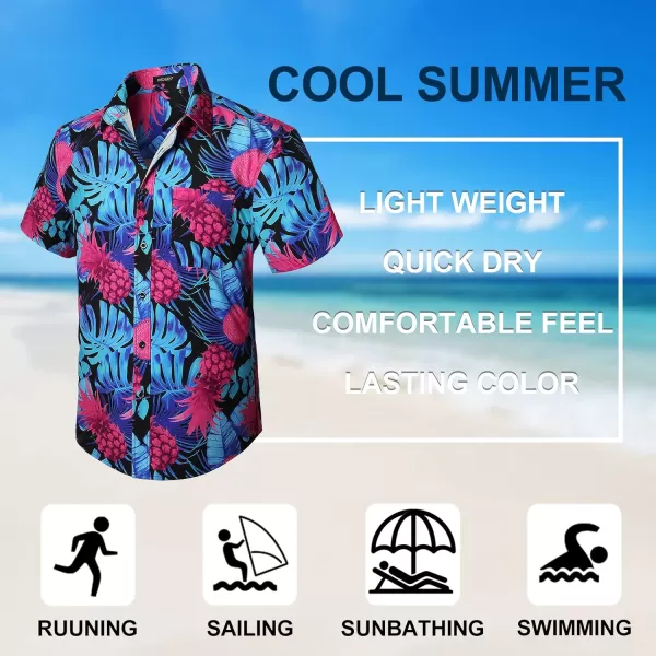 Men's Hawaiian Shirts Short Sleeve Floral Tropical Aloha Shirt Casual Summer Button Down Holiday Beach Shirt with Pocket