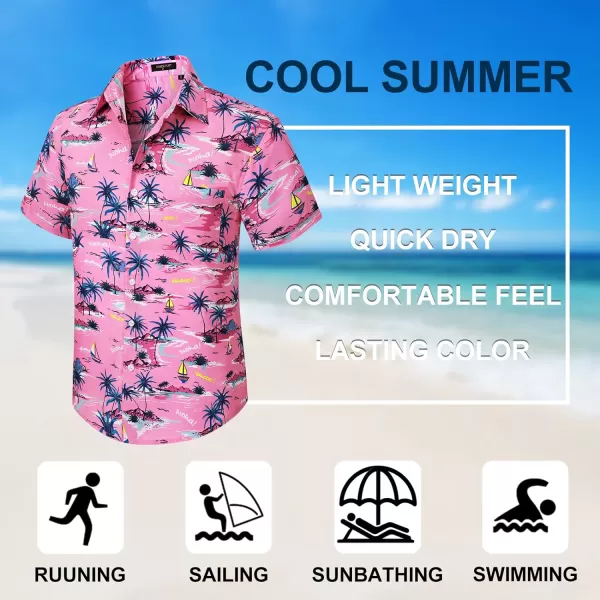 Men's Hawaiian Shirts Short Sleeve Floral Tropical Aloha Shirt Casual Summer Button Down Holiday Beach Shirt with Pocket