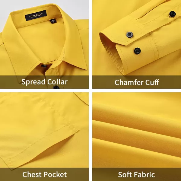 Men's Solid Long Sleeve Dress Shirt with Matching Tie and Handkerchief Set Classic Button Down Formal Business Shirts