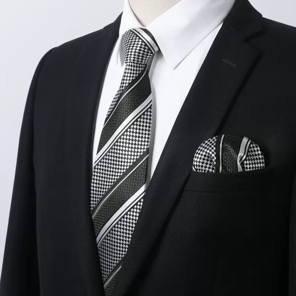 Men's Solid Long Sleeve Dress Shirt with Matching Tie and Handkerchief Set Classic Button Down Formal Business Shirts