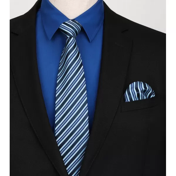 Men's Solid Long Sleeve Dress Shirt with Matching Tie and Handkerchief Set Classic Button Down Formal Business Shirts