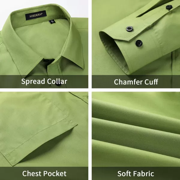 Men's Solid Long Sleeve Dress Shirt with Matching Tie and Handkerchief Set Classic Button Down Formal Business Shirts