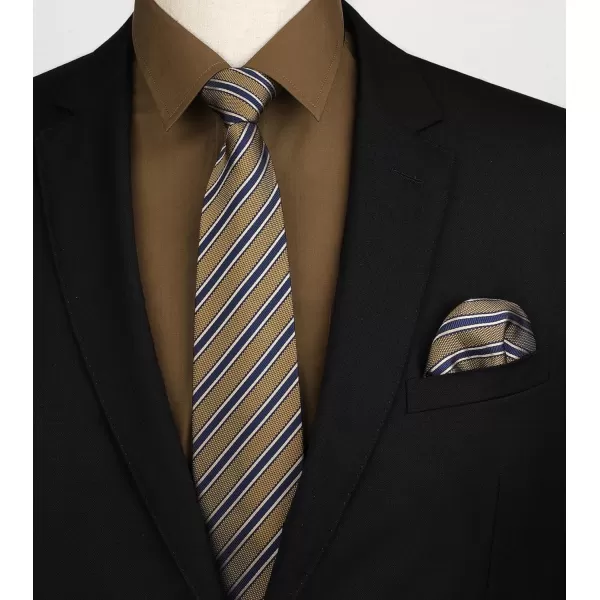 Men's Solid Long Sleeve Dress Shirt with Matching Tie and Handkerchief Set Classic Button Down Formal Business Shirts