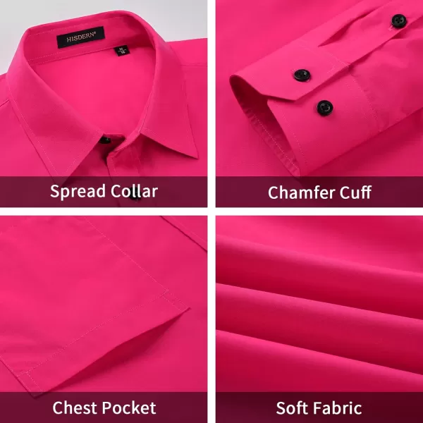 Men's Solid Long Sleeve Dress Shirt with Matching Tie and Handkerchief Set Classic Button Down Formal Business Shirts