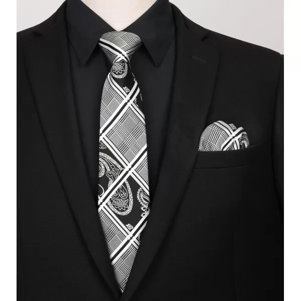 Men's Solid Long Sleeve Dress Shirt with Matching Tie and Handkerchief Set Classic Button Down Formal Business Shirts