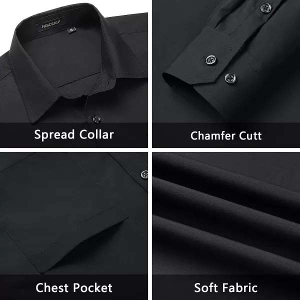 Men's Solid Long Sleeve Dress Shirt with Matching Tie and Handkerchief Set Classic Button Down Formal Business Shirts