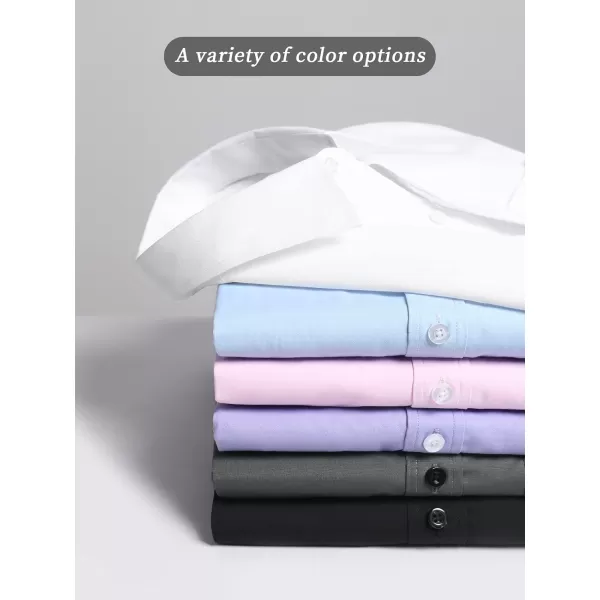 Men's Solid Long Sleeve Dress Shirt with Matching Tie and Handkerchief Set Classic Button Down Formal Business Shirts