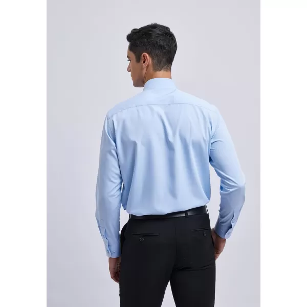 Men's Solid Long Sleeve Dress Shirt with Matching Tie and Handkerchief Set Classic Button Down Formal Business Shirts