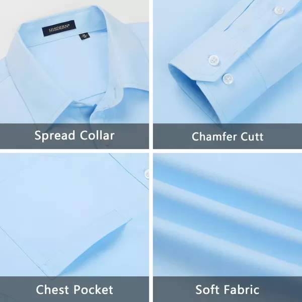 Men's Solid Long Sleeve Dress Shirt with Matching Tie and Handkerchief Set Classic Button Down Formal Business Shirts