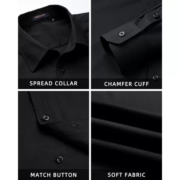Men's Solid Long Sleeve Dress Shirt with Matching Tie and Handkerchief Set Classic Button Down Formal Business Shirts