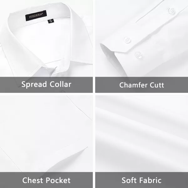 Men's Solid Long Sleeve Dress Shirt with Matching Tie and Handkerchief Set Classic Button Down Formal Business Shirts