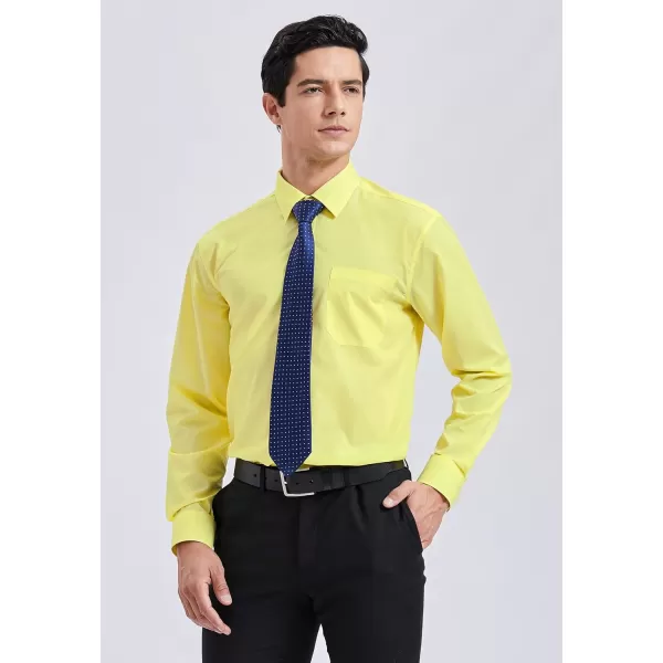 Men's Solid Long Sleeve Dress Shirt with Matching Tie and Handkerchief Set Classic Button Down Formal Business Shirts