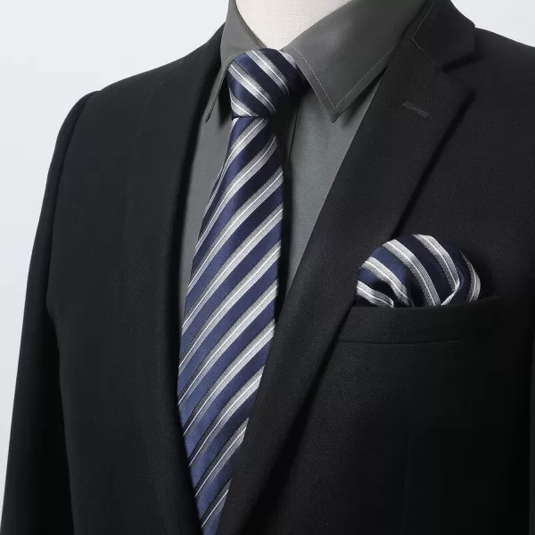 Men's Solid Long Sleeve Dress Shirt with Matching Tie and Handkerchief Set Classic Button Down Formal Business Shirts