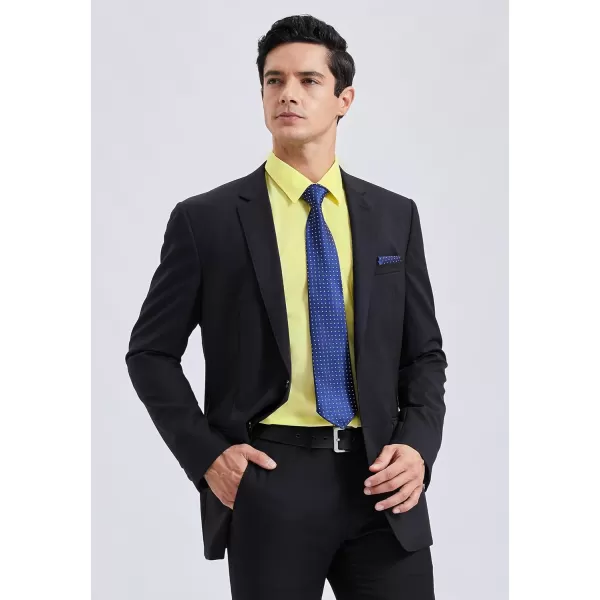 Men's Solid Long Sleeve Dress Shirt with Matching Tie and Handkerchief Set Classic Button Down Formal Business Shirts