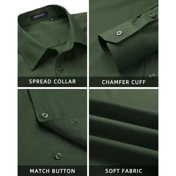 Men's Solid Long Sleeve Dress Shirt with Matching Tie and Handkerchief Set Classic Button Down Formal Business Shirts