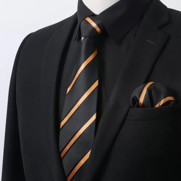 Men's Solid Long Sleeve Dress Shirt with Matching Tie and Handkerchief Set Classic Button Down Formal Business Shirts