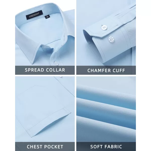 Men's Solid Long Sleeve Dress Shirt with Matching Tie and Handkerchief Set Classic Button Down Formal Business Shirts