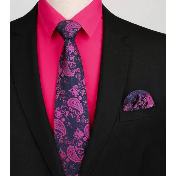 Men's Solid Long Sleeve Dress Shirt with Matching Tie and Handkerchief Set Classic Button Down Formal Business Shirts