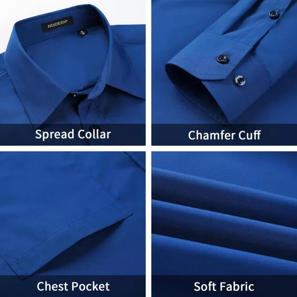 Men's Solid Long Sleeve Dress Shirt with Matching Tie and Handkerchief Set Classic Button Down Formal Business Shirts