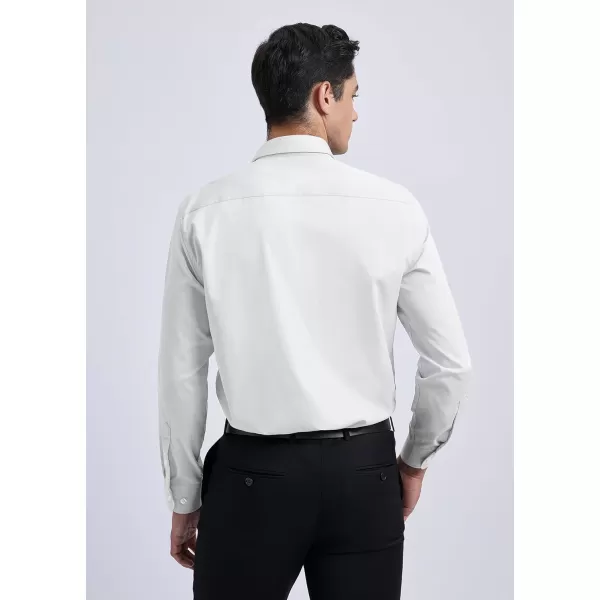 Men's Solid Long Sleeve Dress Shirt with Matching Tie and Handkerchief Set Classic Button Down Formal Business Shirts