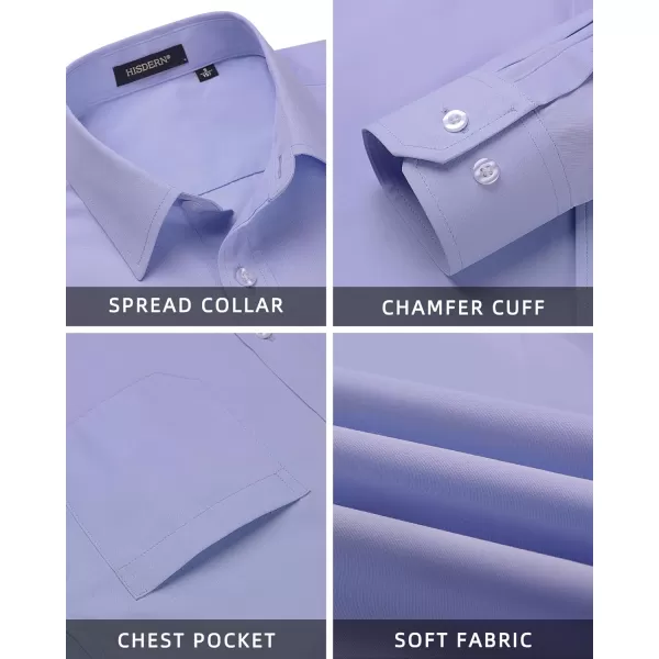 Men's Solid Long Sleeve Dress Shirt with Matching Tie and Handkerchief Set Classic Button Down Formal Business Shirts