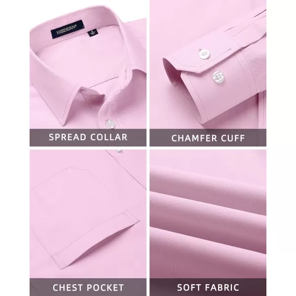 Men's Solid Long Sleeve Dress Shirt with Matching Tie and Handkerchief Set Classic Button Down Formal Business Shirts