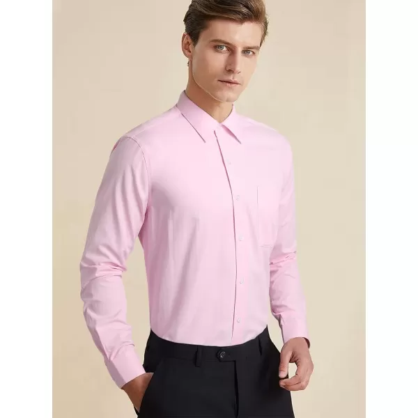 Men's Solid Long Sleeve Dress Shirt with Matching Tie and Handkerchief Set Classic Button Down Formal Business Shirts