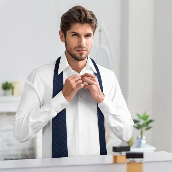 Men's Solid Long Sleeve Dress Shirt with Matching Tie and Handkerchief Set Classic Button Down Formal Business Shirts