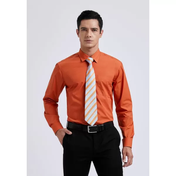 Men's Solid Long Sleeve Dress Shirt with Matching Tie and Handkerchief Set Classic Button Down Formal Business Shirts