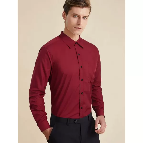 Men's Solid Long Sleeve Dress Shirt with Matching Tie and Handkerchief Set Classic Button Down Formal Business Shirts