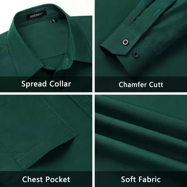 Men's Solid Long Sleeve Dress Shirt with Matching Tie and Handkerchief Set Classic Button Down Formal Business Shirts