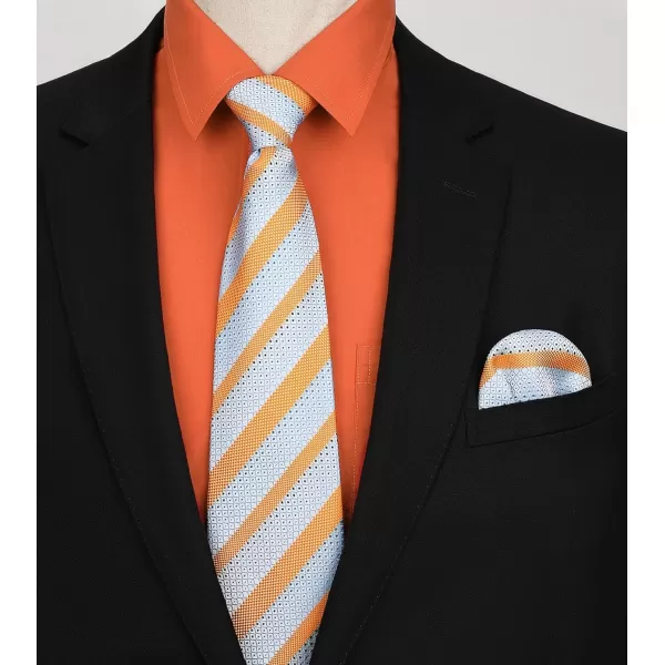 Men's Solid Long Sleeve Dress Shirt with Matching Tie and Handkerchief Set Classic Button Down Formal Business Shirts