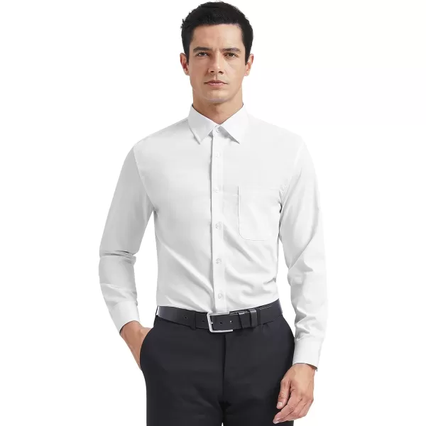 Men's Solid Long Sleeve Dress Shirt with Matching Tie and Handkerchief Set Classic Button Down Formal Business Shirts