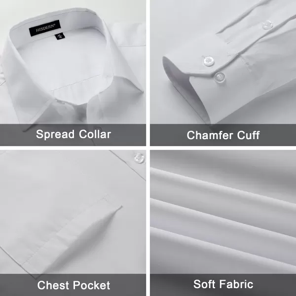 Men's Solid Long Sleeve Dress Shirt with Matching Tie and Handkerchief Set Classic Button Down Formal Business Shirts