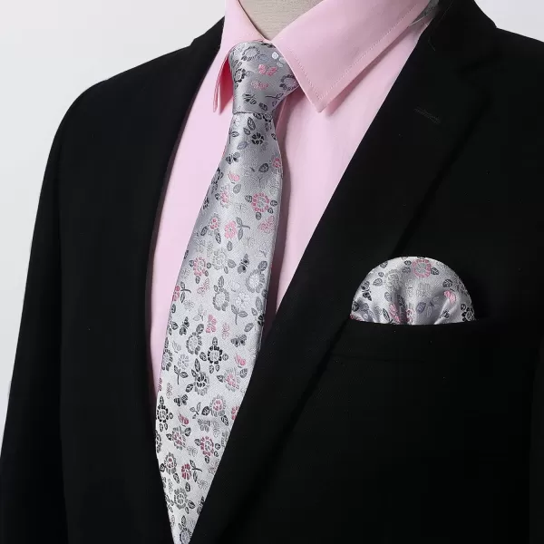 Men's Solid Long Sleeve Dress Shirt with Matching Tie and Handkerchief Set Classic Button Down Formal Business Shirts