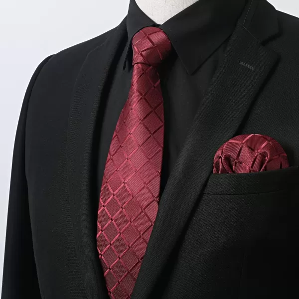 Men's Solid Long Sleeve Dress Shirt with Matching Tie and Handkerchief Set Classic Button Down Formal Business Shirts