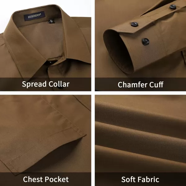 Men's Solid Long Sleeve Dress Shirt with Matching Tie and Handkerchief Set Classic Button Down Formal Business Shirts