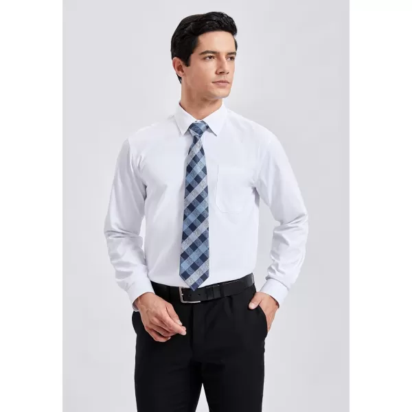 Men's Solid Long Sleeve Dress Shirt with Matching Tie and Handkerchief Set Classic Button Down Formal Business Shirts