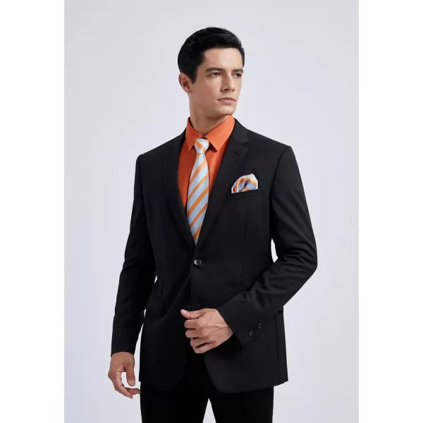 Men's Solid Long Sleeve Dress Shirt with Matching Tie and Handkerchief Set Classic Button Down Formal Business Shirts