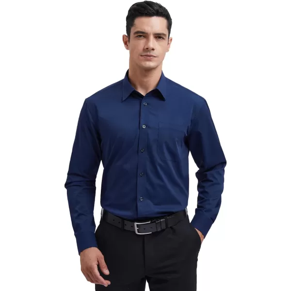 Men's Solid Long Sleeve Dress Shirt with Matching Tie and Handkerchief Set Classic Button Down Formal Business Shirts