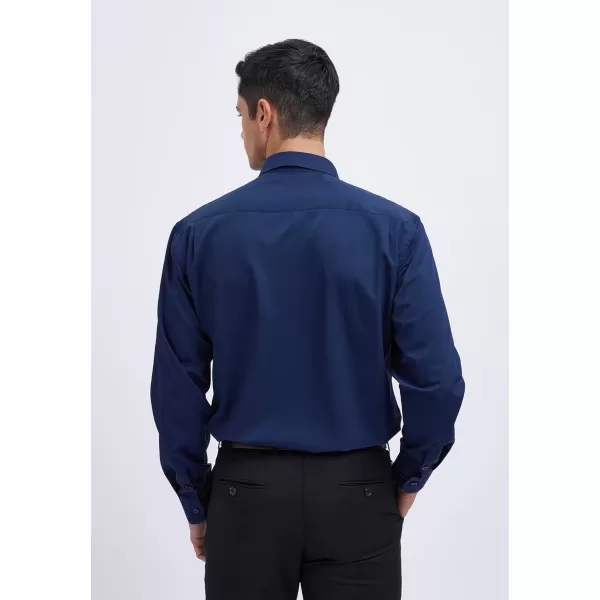 Men's Solid Long Sleeve Dress Shirt with Matching Tie and Handkerchief Set Classic Button Down Formal Business Shirts