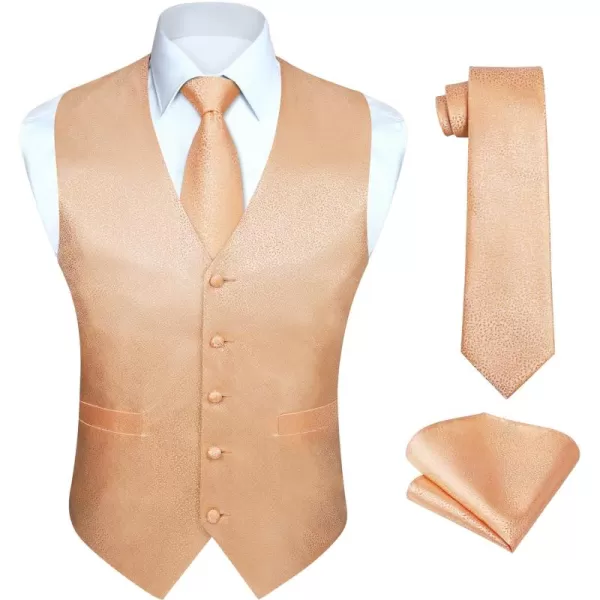 HISDERN 3PC Men's Paisley Floral Jacquard Suit Vest &amp; Necktie and Pocket Square Formal Waistcoat for Tuxedo Wedding Party
