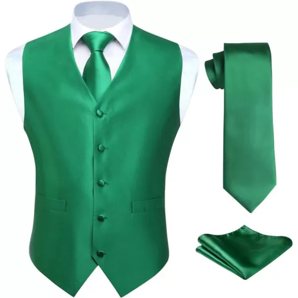 HISDERN 3PC Men's Paisley Floral Jacquard Suit Vest &amp; Necktie and Pocket Square Formal Waistcoat for Tuxedo Wedding Party